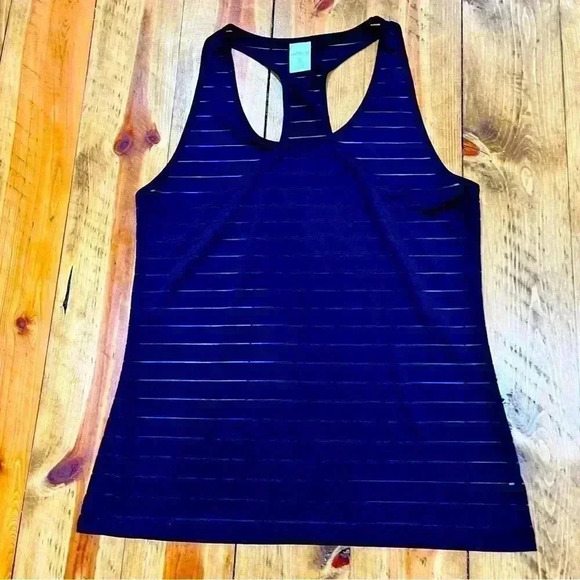 BCG RACERBACK TANK WITH SHEER LINES THROUGHOUT BLACK WORKOUT GYM WEAR COMFORT - Picture 1 of 4